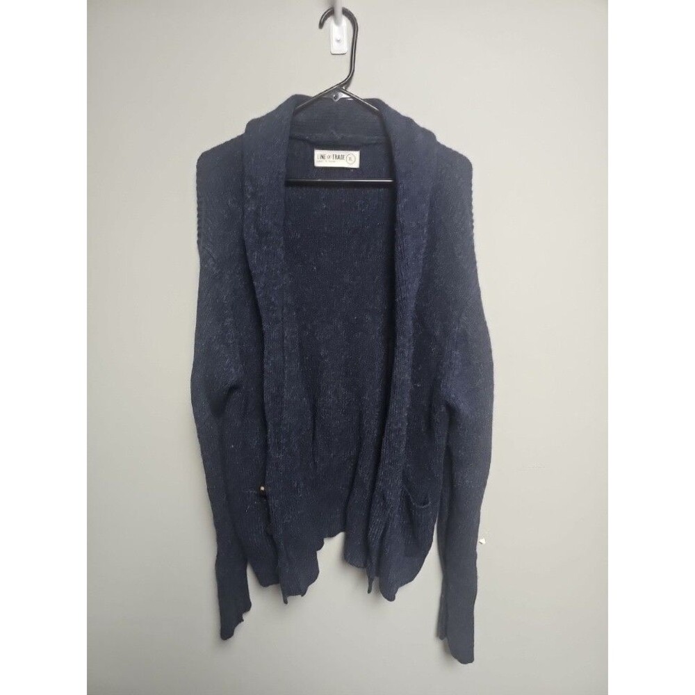 Line of Trade Mens Navy Shawl Collar Cardigan Sweater Shetland Wool XL